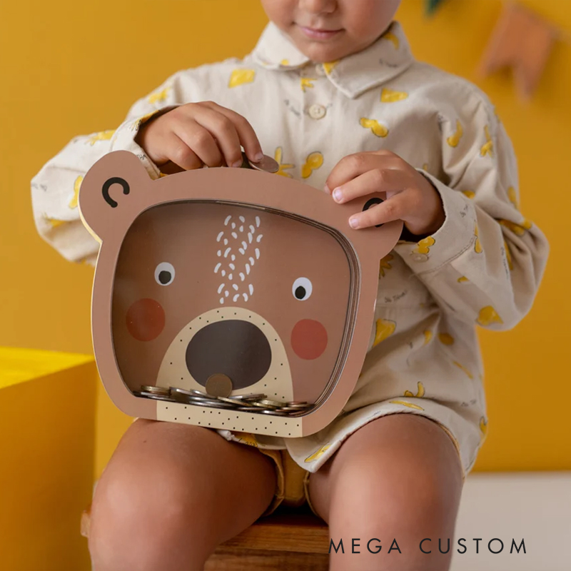 Personalized Bear Piggy Bank, Bear Custom Name Money Box,Montessori Piggy Bank, Christmas Gift for Kids, Bear Baby Shower Decorations