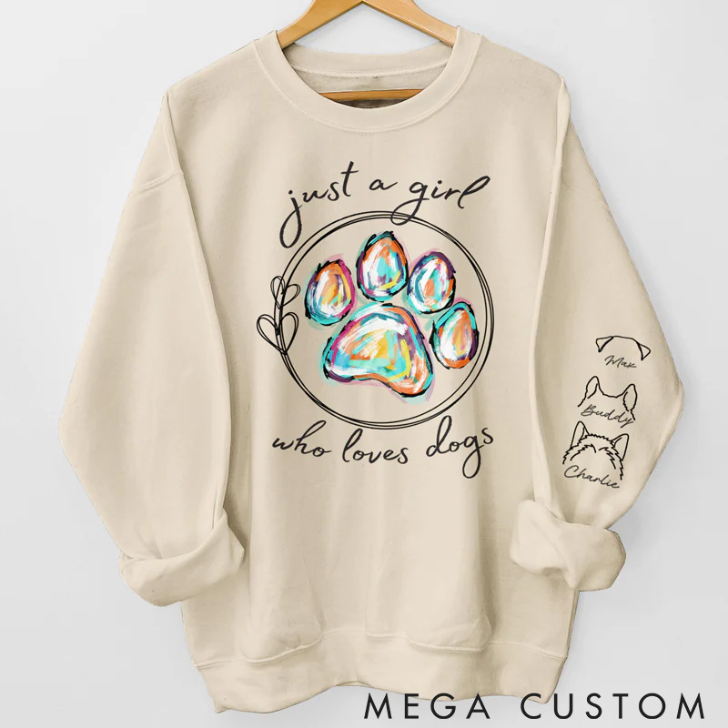Personalized Dog Lover Just a Girl Loves Dogs Classic Sweatshirts