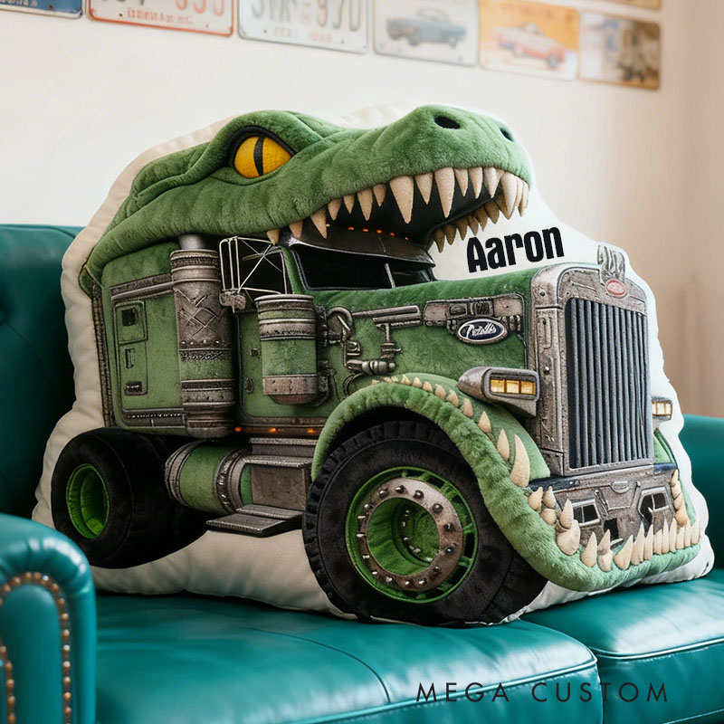 Personalized Green Dinosaur with Name Graphic 3D Print Pillow Christmas Gift for Kids or Baby Birthday Gift