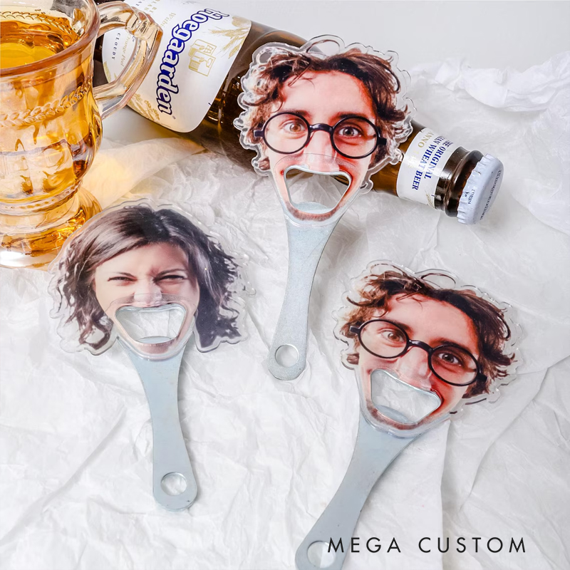 Personalized Funny Avatar Face Photo Bottle Opener with Magnet Fridge Decor Bar Party Wine Accessory Birthday Gift for Friend Drinking Enthusiast