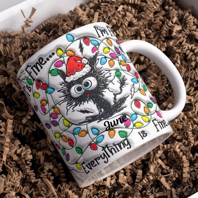 Personalized Cat Lover It is Fine Everything is Fine Inflated Mugs