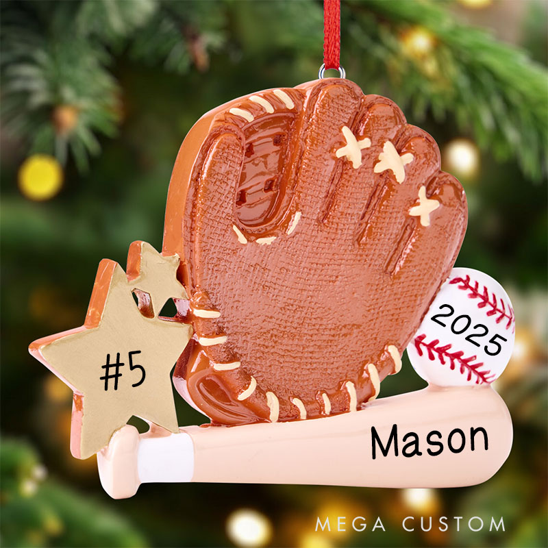 Personalized Baseball Ornament Baseball Glove Ornament Custom Tee Ball Christmas Ornaments