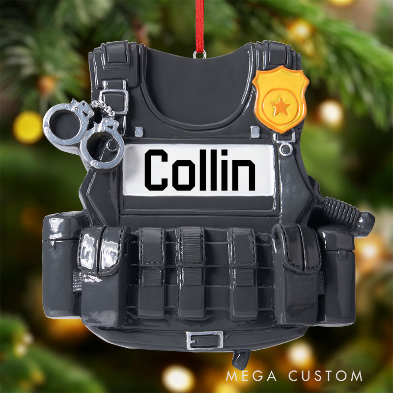 Custom Name & Number Police Ornament Police Officer Christmas Ornament Police Uniform Ornament Christmas Holiday Ornament Police Gift