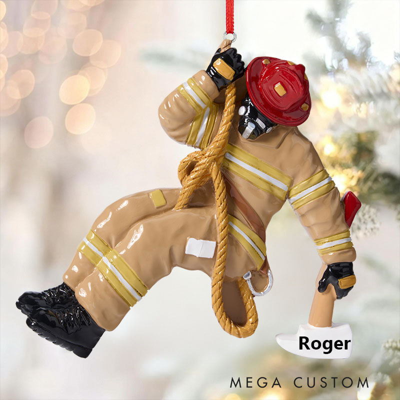 Custom Firefighter Ornament Firefighter Uniform Poly Resin Ornament Birthday Gift for Dad Papa Fireman Christmas Ornaments Firefighter Gift