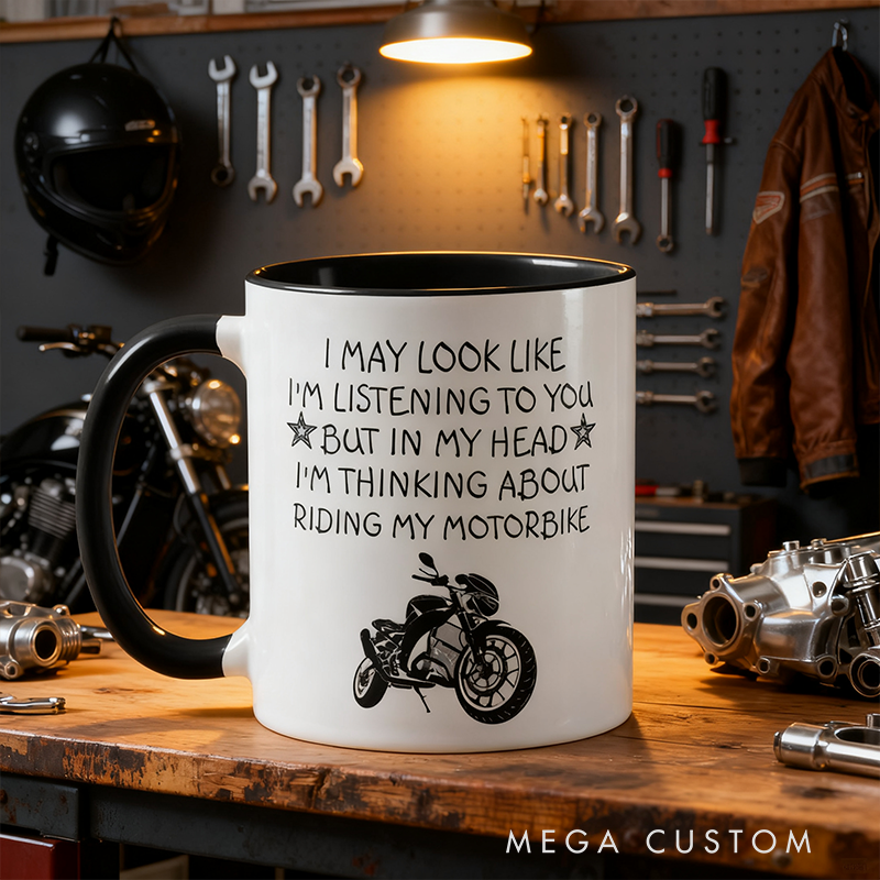 Personalized Motorcycle Mug Custom Photo Motorbike Gift Coffee Cup for Riders and Bikers
