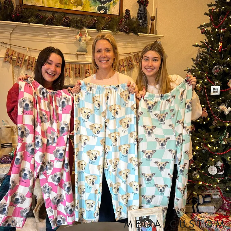 Personalized Pet Lover Pet Photo Pajama Family Christmas Pants Pajamas