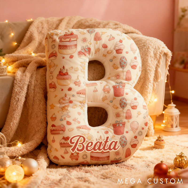 Personalized Wedding Cake Letter Pillow Custom Valentine's Throw Pillow for Girl Friend Xmas Home Decor Pillow for Flower Girl