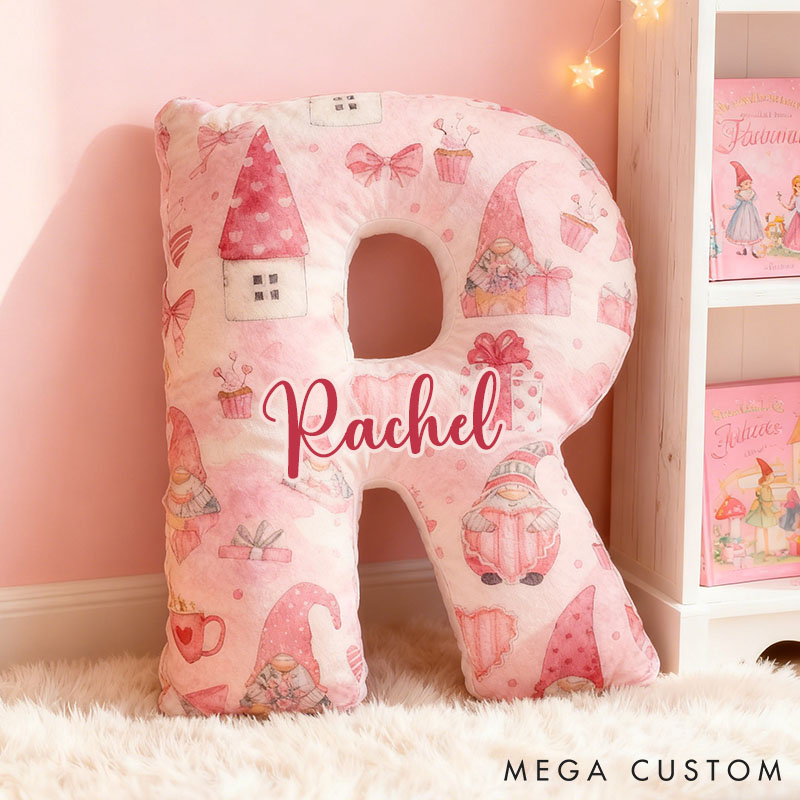 Personalized Love Gnome Letter Pillow Custom Valentines Throw Pillow for Girlfriend Holiday Home Decor Love Gnome Gift Box Pillow for Wife