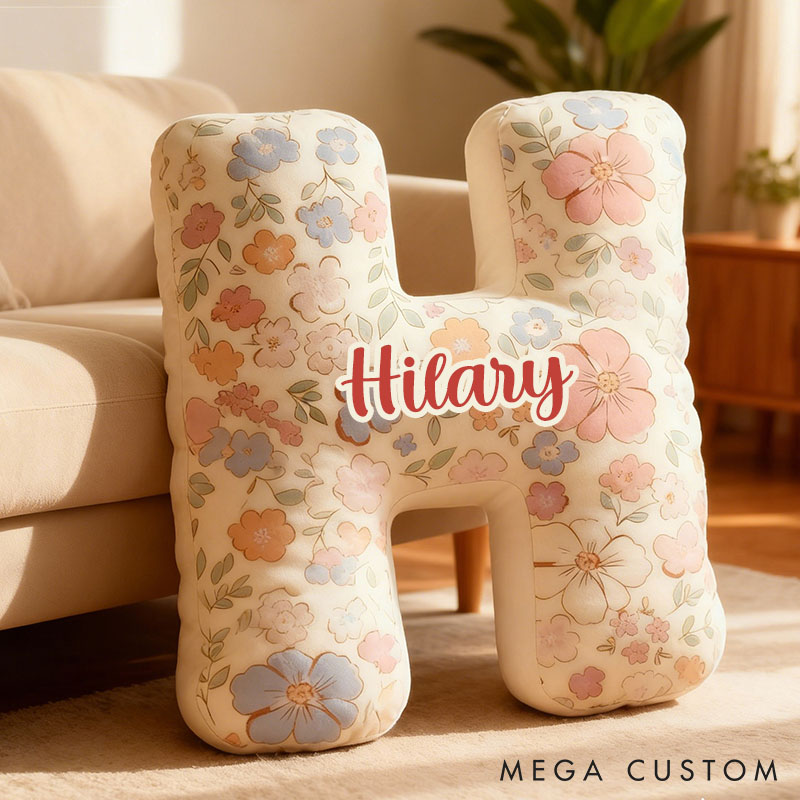 Personalized Floral Letter Pillow for Flower Girl Custom Full Print Flowers Initial Throw Pillow for Her Holiday Home Decor Floral Lovers Pillow