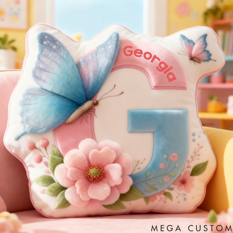 Personalized Flower Girl Floral Butterfly 26 Letters Pillow Custom Girl friend Graphic 3D Printed Alphabet Initials Cushion Birthday Gift for Her