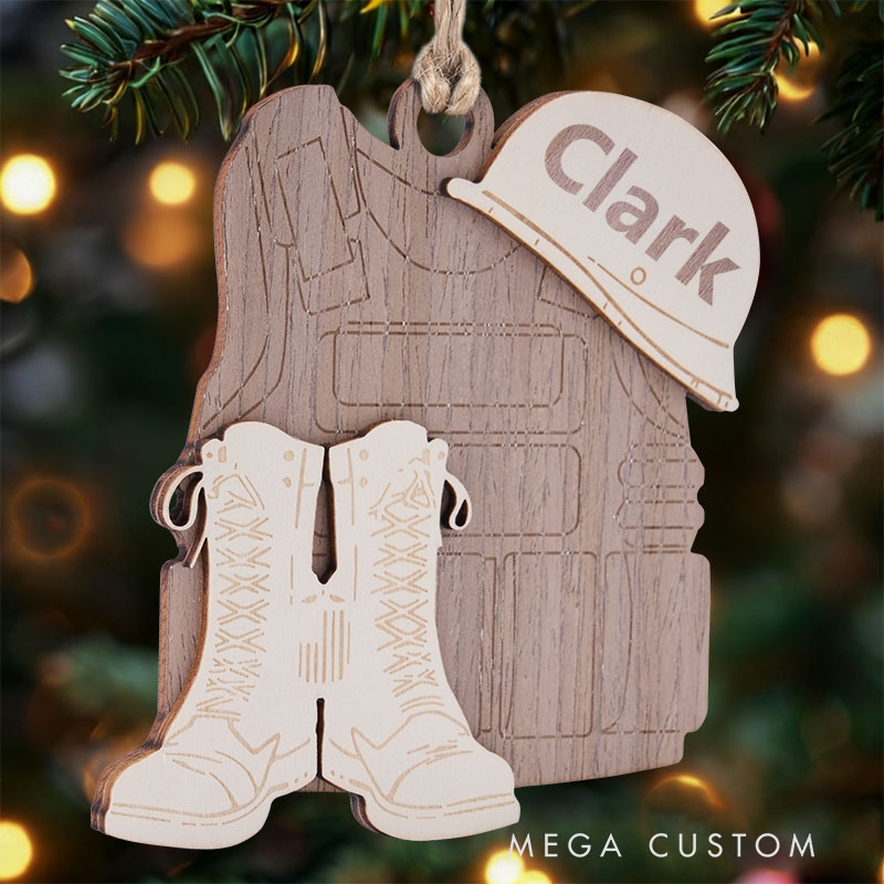Military Uniform Ornament Boots & Hat Name Veteran Military Ornament Gift For Military Xmas Gift ChristmasTree Hanging