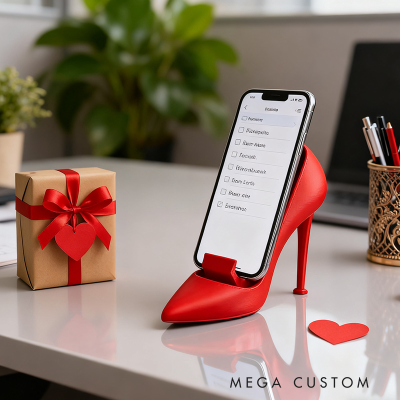 Red High Heel Phone Stand - Stylish Heel Shaped Holder for Smartphones, Valentine’s Gift & Desk Decor