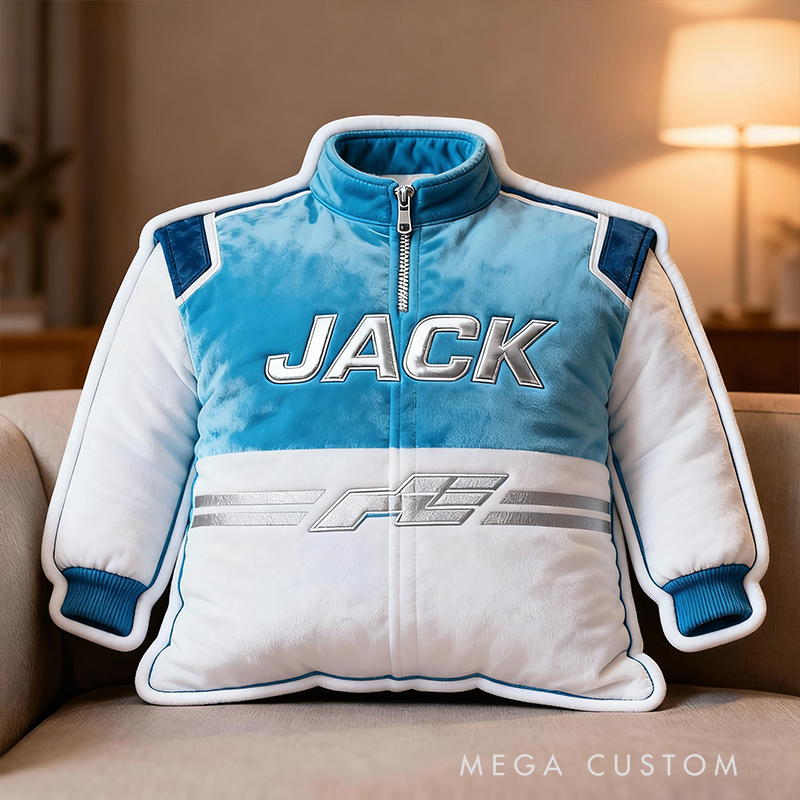 Personalized Racing Suit Pillow Custom Name Shaped Plush Cushion Gift for Racers and Motorsport Fans 4 Styles Available