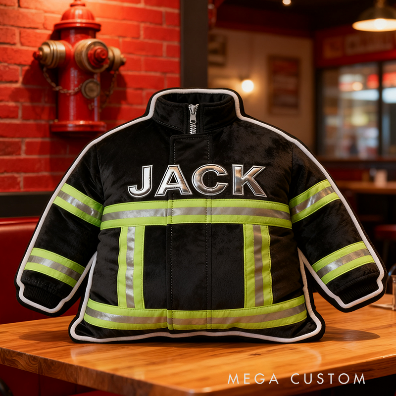 Personalized Firefighter Uniform Pillow Custom Name Two Styles Available Shaped Plush Cushion Gift for Firefighters and Hero Families