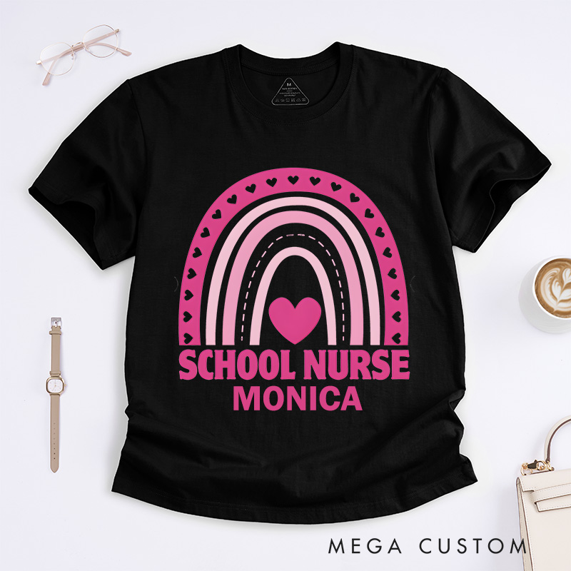 Personalized Nurse T-Shirts School Nurse Heartfelt Care Fashion Design T-Shirts