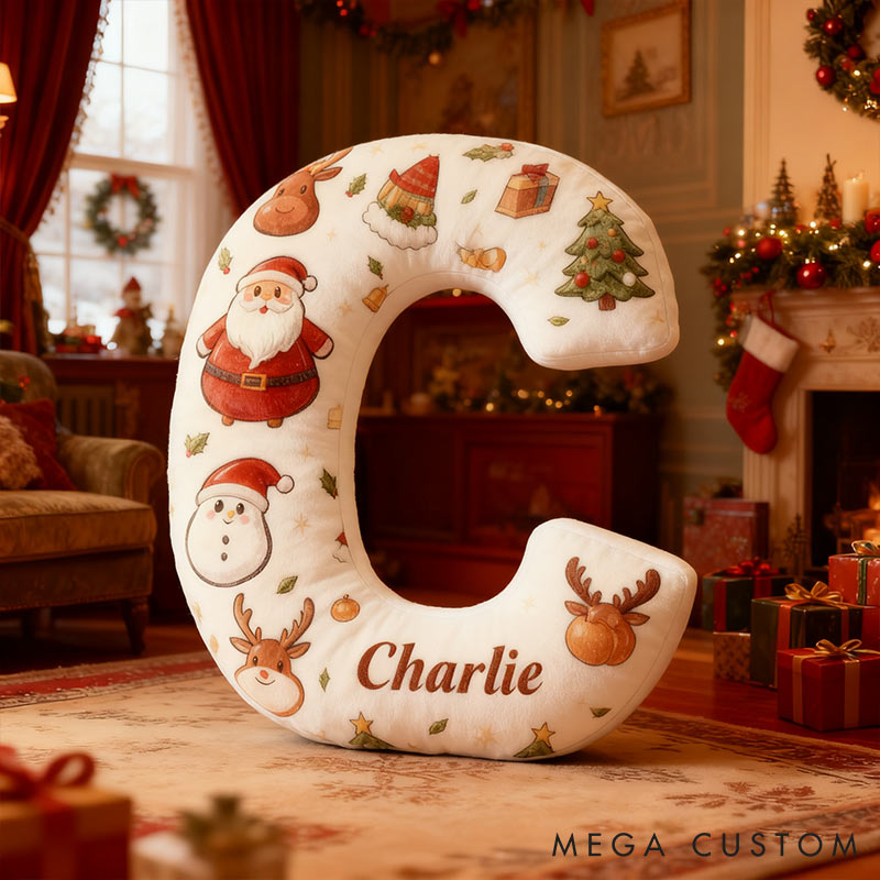 Personalized Christmas Snowman Letter Pillow Initial Christmas Throw Pillow Custom Holiday Home Decor Letter Pillow for Flower Girl for Girl friend