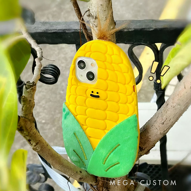 3D Corn Cute Silicone Stand Phone Case Cover for Apple iphone 16 15 14 13 Pro Max