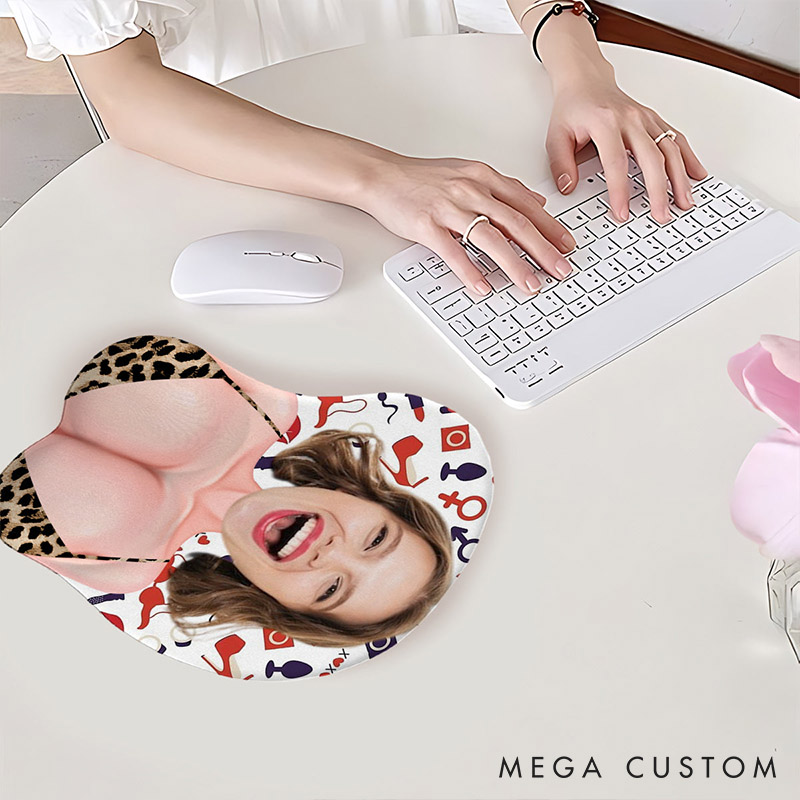 Personalized Girlfriend Wife Face Naughty Funny 3D Mouse Pad Custom Man 3D Mouse Pad with Women Face Photo Gaming Gift Couple Boyfriend Husband Gift