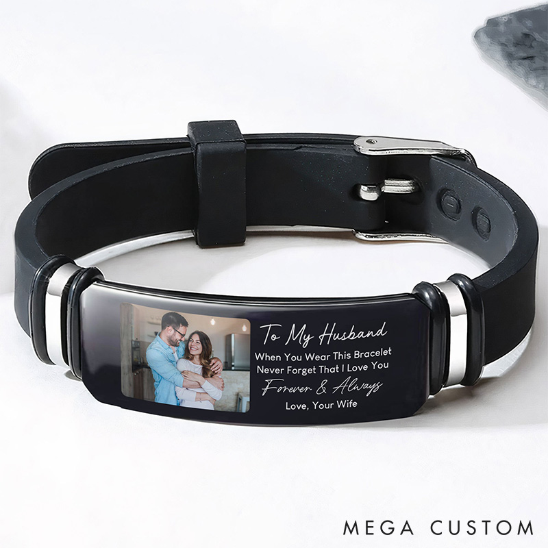 Personalized Couple Photo Bracelet Custom To My Husband Gift I Love You Forever Always Anniversary Valentines Gift Bracelet for Husband