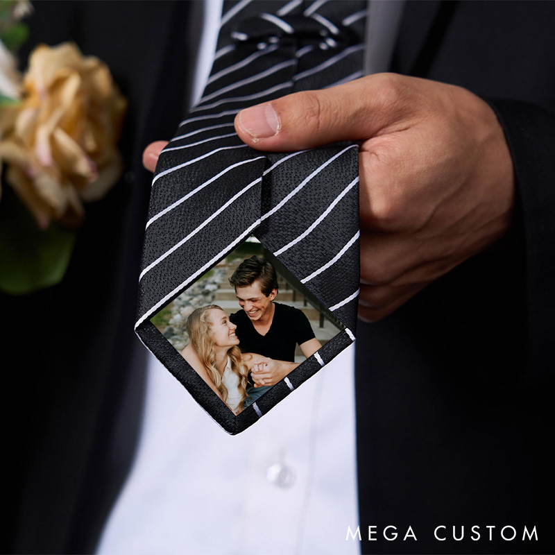 Personalized Photo Tie Patch Custom Tie Picture for Husband Wedding Tie Photo Patch Valentine's Gifts for Husband Boyfriend