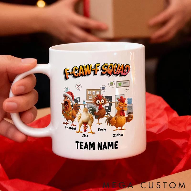 Personalized Pet Lover F Caw F Squad Funny Chicken Staff Mugs
