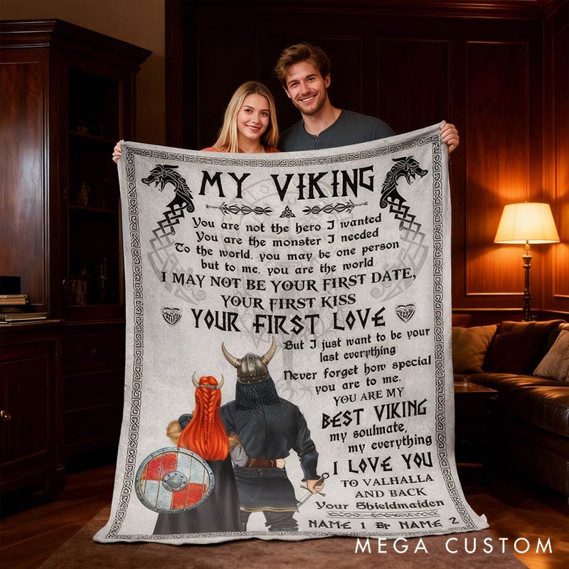Personalized You Are My Best Viking Blanket Custom Names Viking Couple Gifts for Couple for Wife Husband Valentine's Gifts for Girlfriend boyfriend