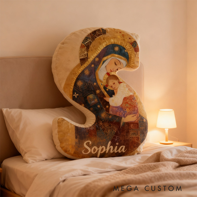 Personalized Our Lady of Guadalupe Baby Jesus Letter Pillow with Custom Name Religious Home Decor Catholic Gift for Her Graphic 3D Print Pillow
