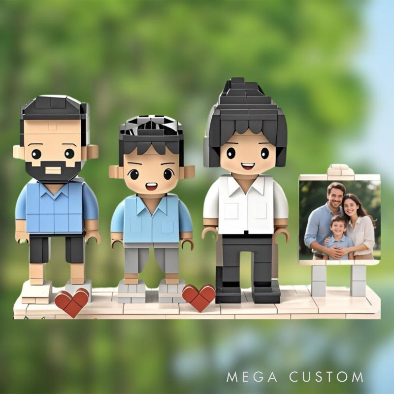 Personalized Custom Family Brick Figure Set - Personalized  Minifigure Building Block Toy, Custom Photo Family Gift for Home Decor