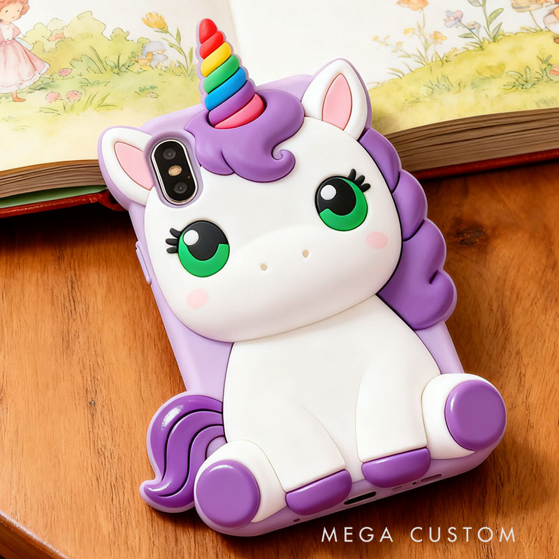 Purple Dream Horse 3D for iPhone 17 16 15 14 13 Pro Max Silicone Phone Case Cover