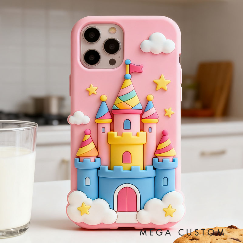 Cartoon Castle 3D for iPhone 17 16 15 14 13 Pro Max Silicone Phone Case Cover