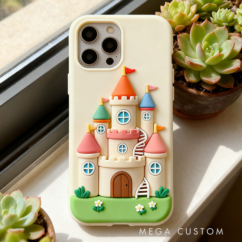 Cartoon Castle 3D for iPhone 17 16 15 14 13 Pro Max Silicone Phone Case Cover