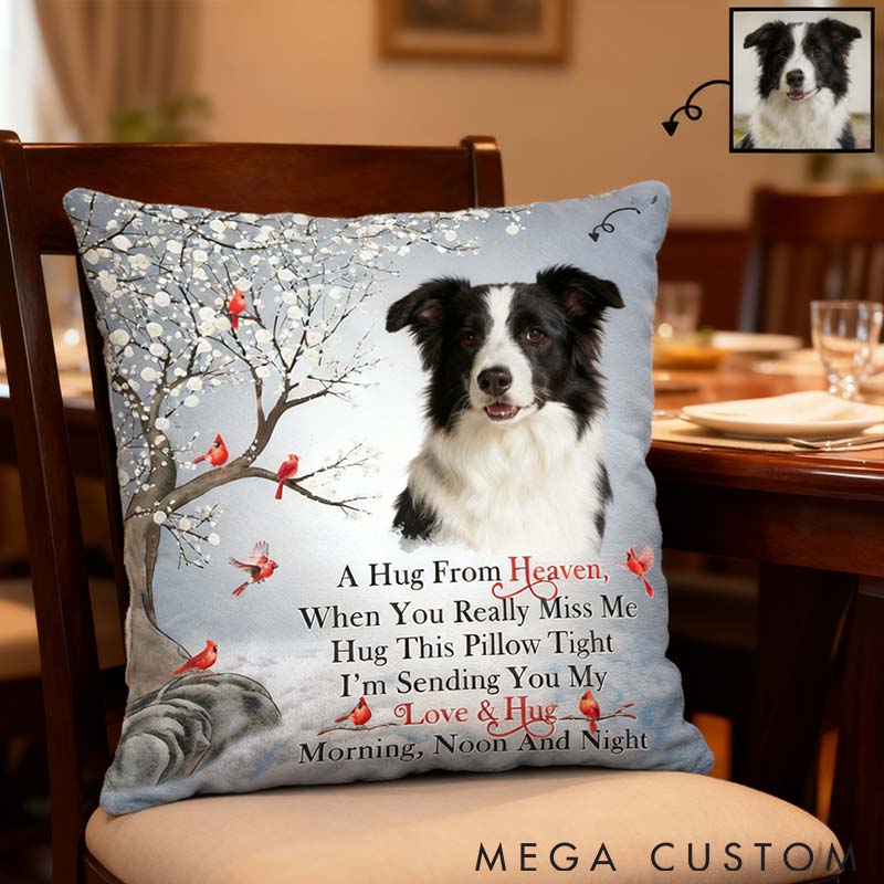 Personalized Pet Lover Custom Photo Custom Photo A Hug From Heaven Throw Pillows