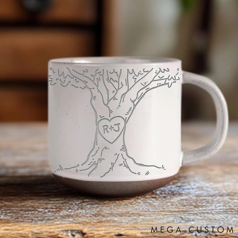 Personalized Engraved Couple Pottery Mug Valentine's Day Gift for Couple Him Her Custom Initial  Wedding Gift Anniversary Gift for Husband  Wife