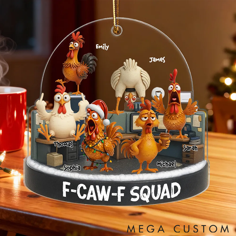 Personalized Pet Lover F Caw F Squad Funny Chicken Staff Ornament