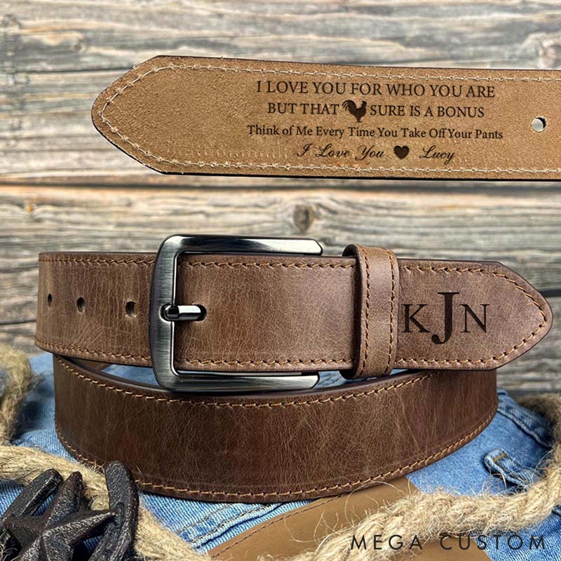 Personalized I Love You For Who You Are Custom Husband Boyfriend Leather Belt Funny Engraved Leather Belt for Valentines Anniversary