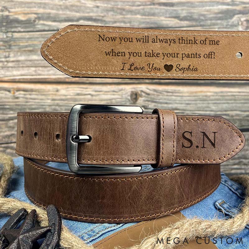 Personalized Husband Valentines Gift Custom Men's Leather Belt for Husband Boyfriend Anniversary Gift Belt from Wife Girlfriend