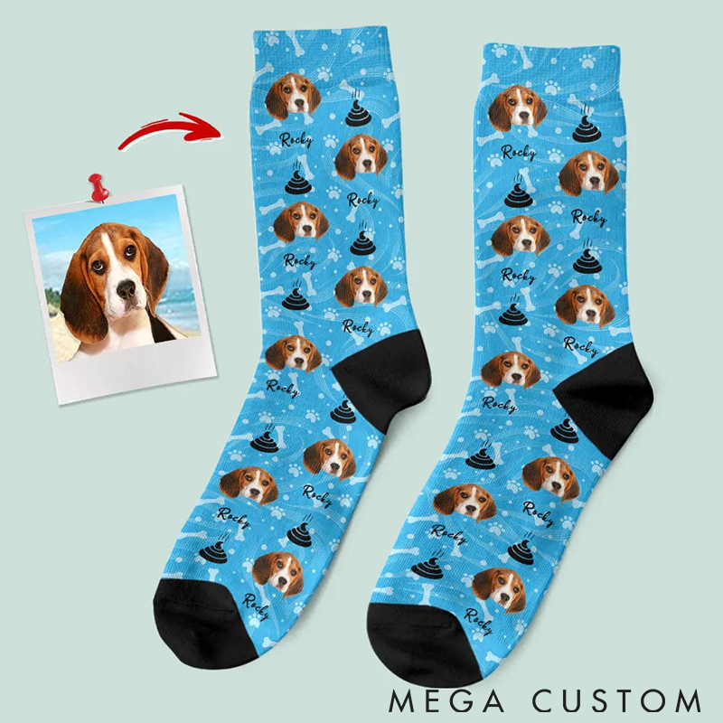 Personalized Pet Lover Custom Photo Dog Comfortable Mid-Calf Socks