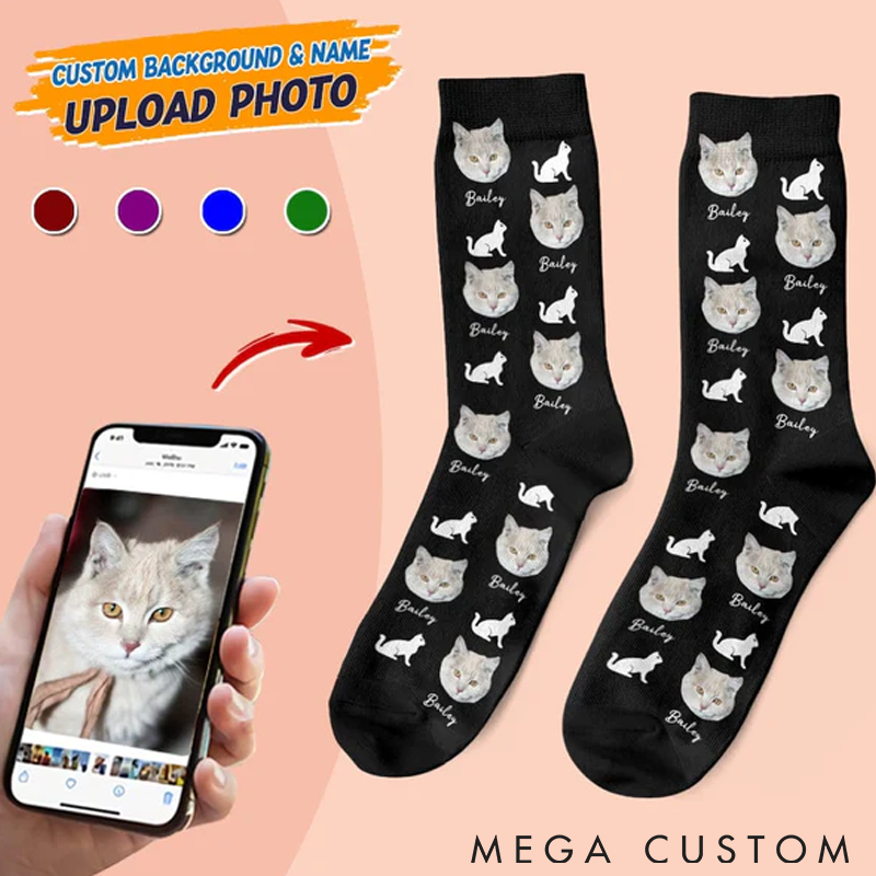 Personalized Pet Lover Custom Pet Photo Icons Comfortable Mid-Calf Socks