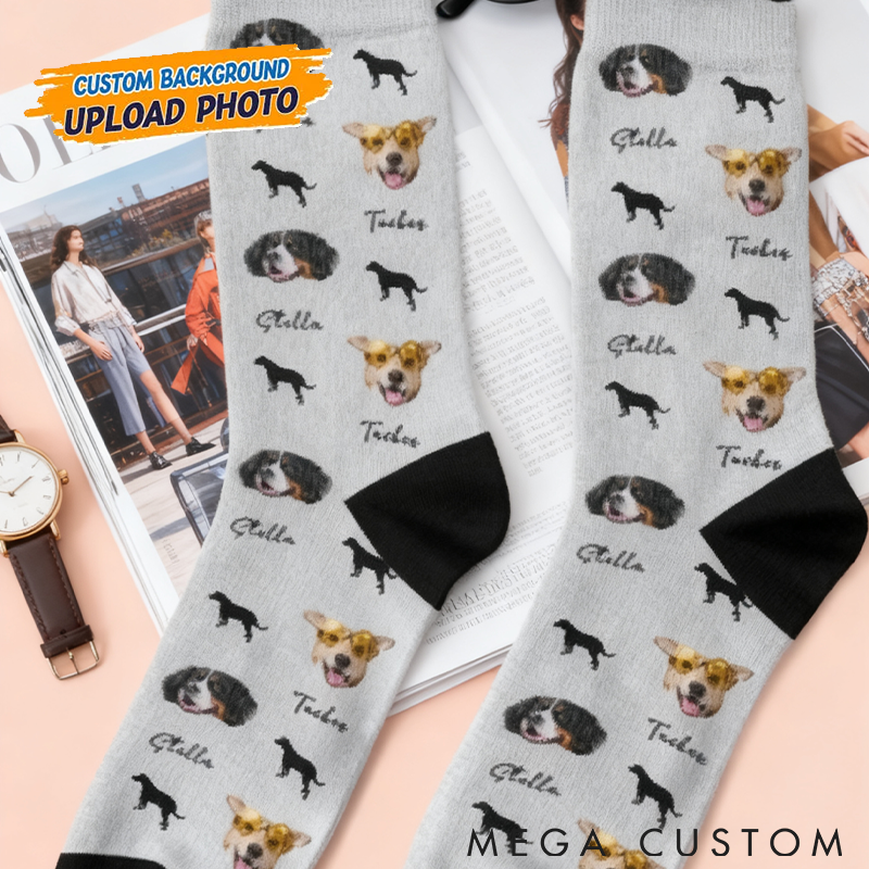 Personalized Pet Lover Custom Pet Photo Icons Comfortable Mid-Calf Socks