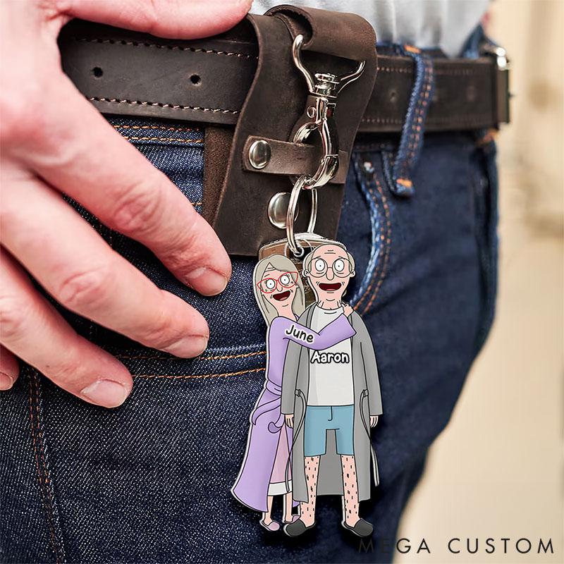 Personalized Gift for Couple Cartoon Style Couple Keychain Custom Valentine Wife Husband Acrylic Keychain Anniversary Gift Keychain