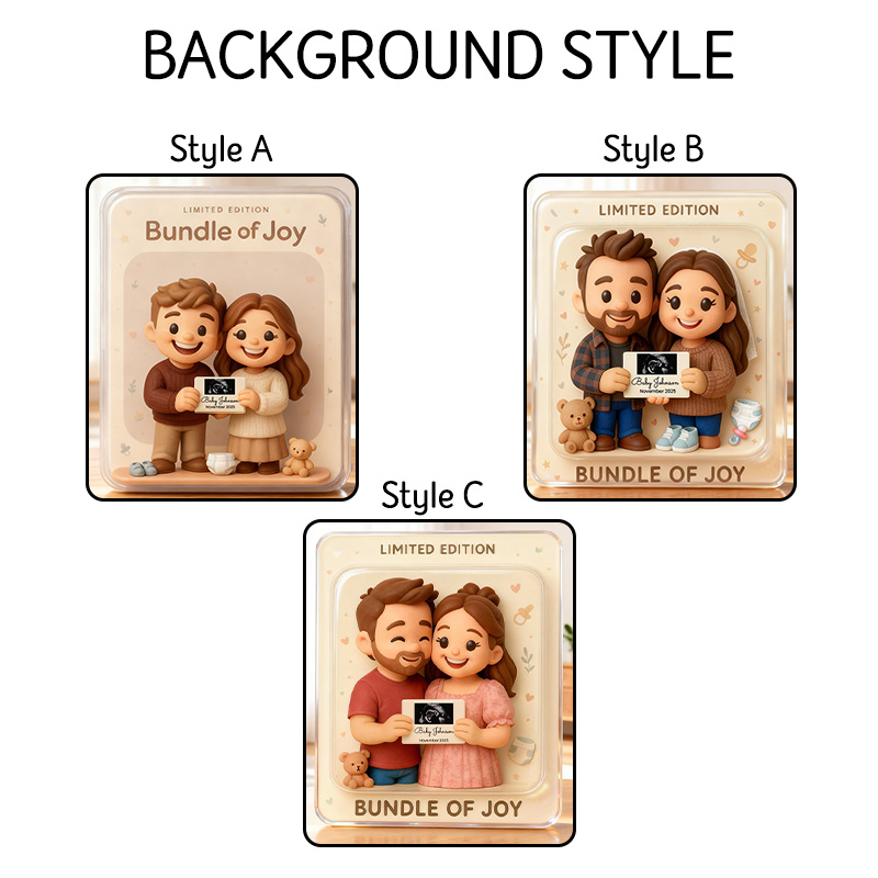 Personalized Couple Photo Figure Portrait Pregnancy Announcement Acrylic Plaque Baby Reveal Figure Toy Graphic 3D Print Plaque Baby Ultrasound Photo