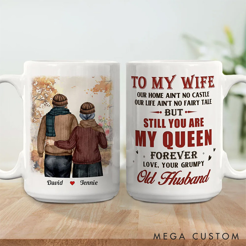 Personalized Mug for Wife My Queen Forever Custom Coffee Mug for Wife Anniversary Valentine's Cup for Woman Gift from Husband