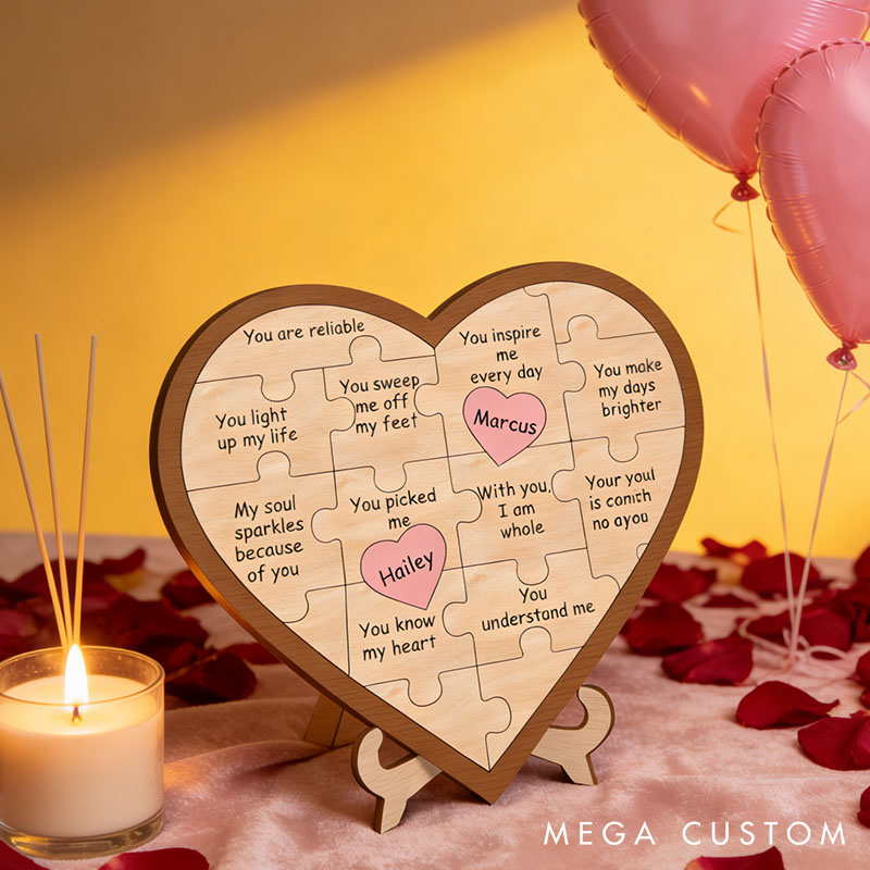 Personalized Heart Puzzle Sign Custom Couple Name Puzzle Pieces 11 Reasons for Love You Puzzle Frame Couple Anniversary Valentine's Gift