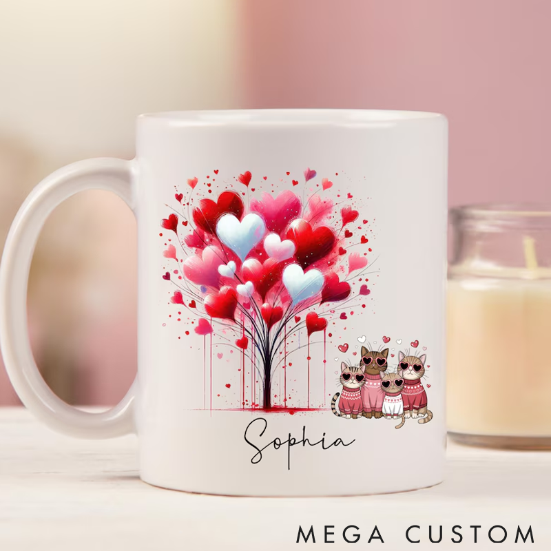 Personalized Cat Lover Custom Name Mug Valentines Day Rugs