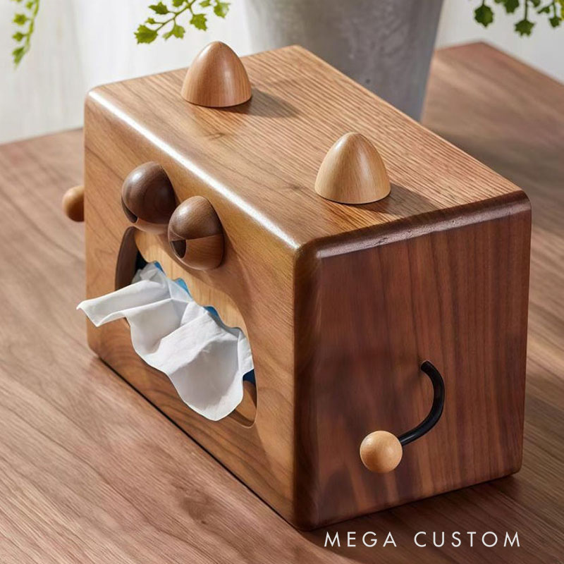 Handmade Wooden Monster Tissue Box Funny Cartoon Decor
