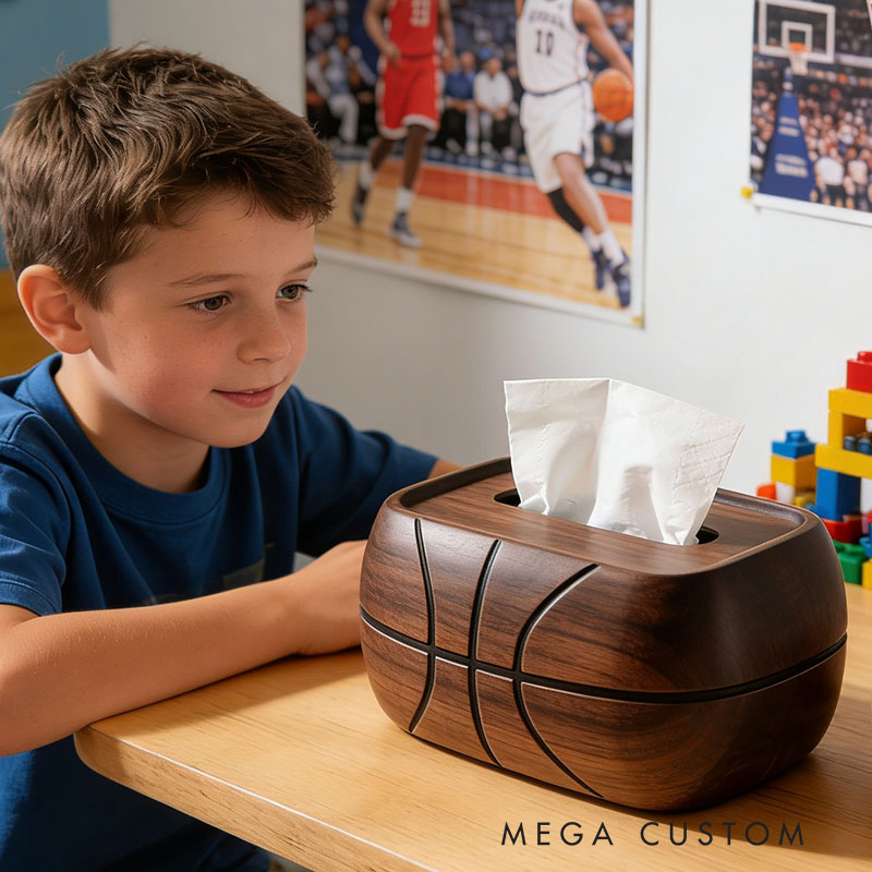 Handmade Wooden Basketball Tissue Box Funny Cartoon Decor