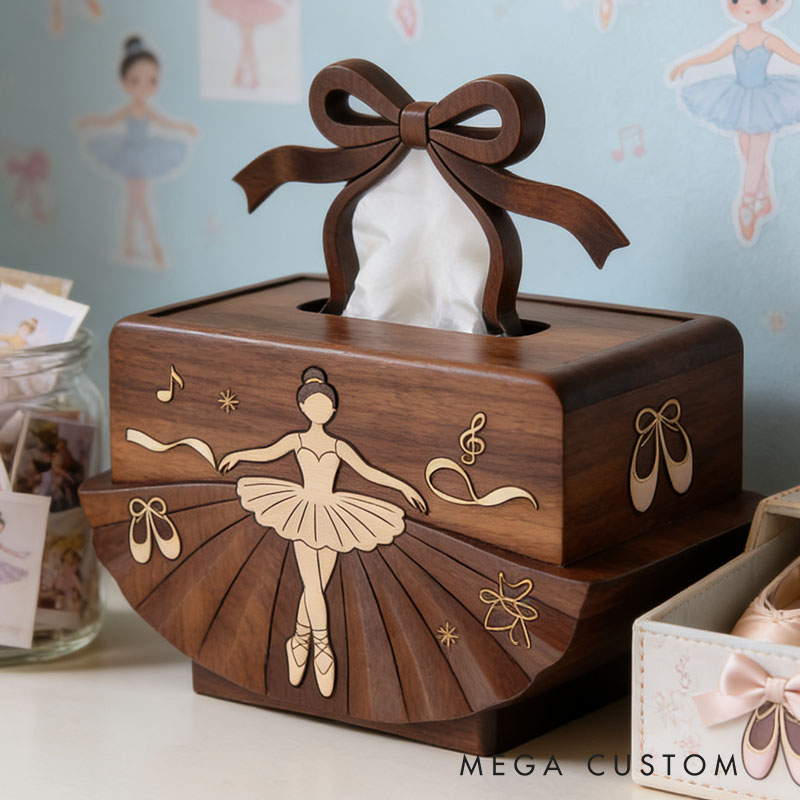 Handmade Wooden Ballet Tissue Box Funny Cartoon Decor