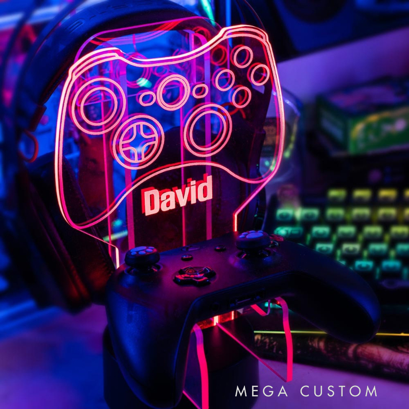 Personalized game stand night light for gamers