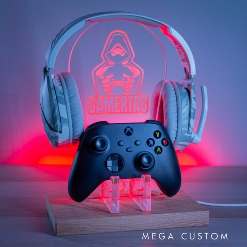 Personalized game stand night light for gamers Personalized Custom Controller LED Lamp -  RGB Gaming Desk Decor Gift