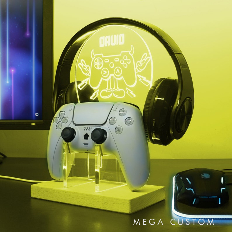 Personalized game stand night light for gamers Personalized Custom Controller LED Lamp -  RGB Gaming Desk Decor Gift